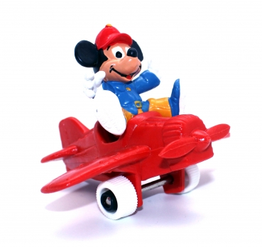 Micky Maus Figur im roten Flugzeug von Bullyland